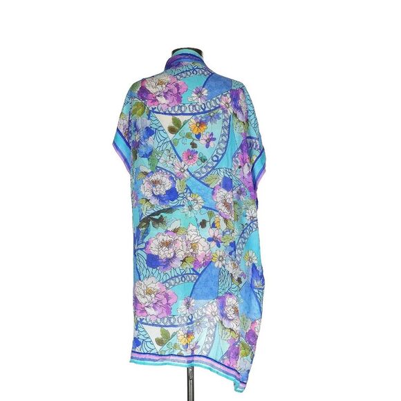 Gottex 100% Silk Samosir Multi-color Moroccan Boho Kimono Kaftan Multi Size M - Picture 3 of 8